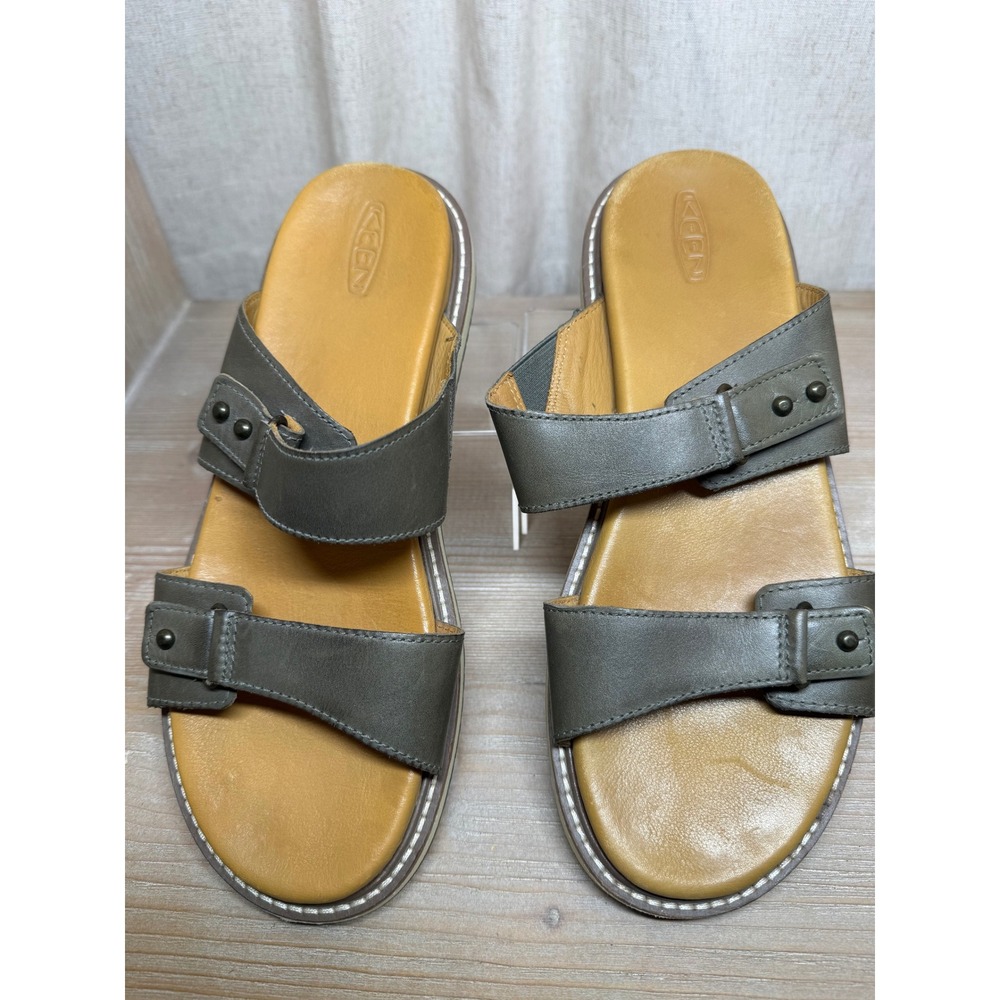 Keen Lana Slide‎ Sandals Womens Size 40 9/9.5 Olive Green Leather Platform